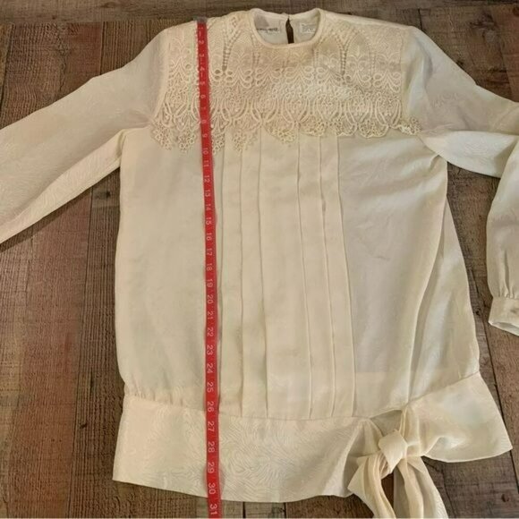 In the Mood vintage grandma core pale yellow lace blouse with skirt size 12 - Picture 5 of 13